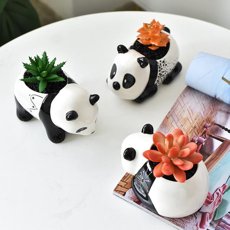 Vaso Fioriera in Ceramica Bianca e Nera Panda Creativo Animale Cartone Animato Carino Pianta Fioriera Vaso in Porcellana Decorazione per la Casa Nuovo