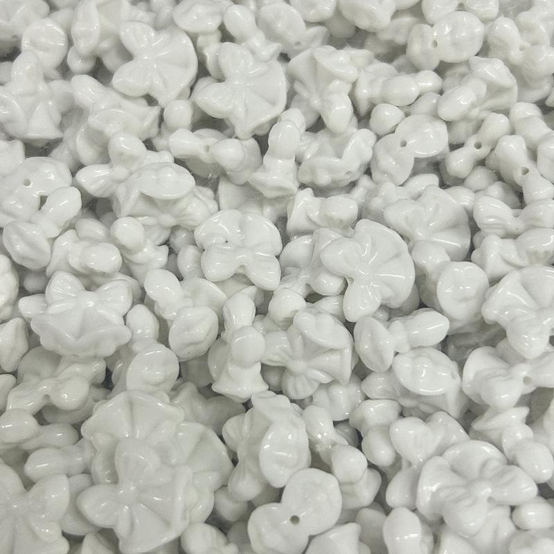 15x16mm Hand-painted Acrylic White Bow Beads for DIY Jewelry Making