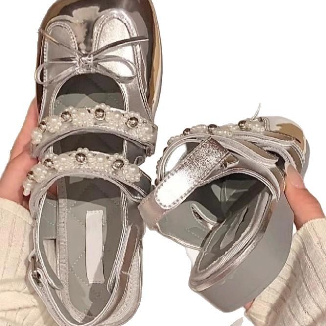 French one-word belt buckle ballet shoes women's 2025 spring height increase Mary Jane shoes small fragrant bow single shoes