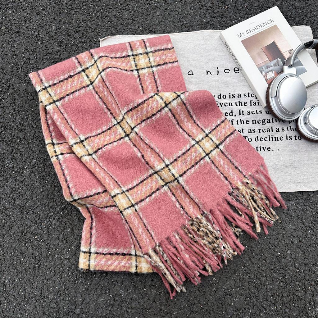 Korean Atmosphere Shawl Plaid Warm and Versatile Scarf Japanese Student JK Plaid Scarf for Women