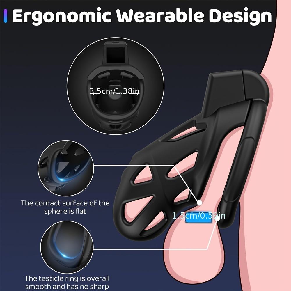 Male Chastity Cage, Large Chastity Device with 3 Sizes Rings and Invisible Lock for Man Penis Exercise Bondage Gear & Accessorie