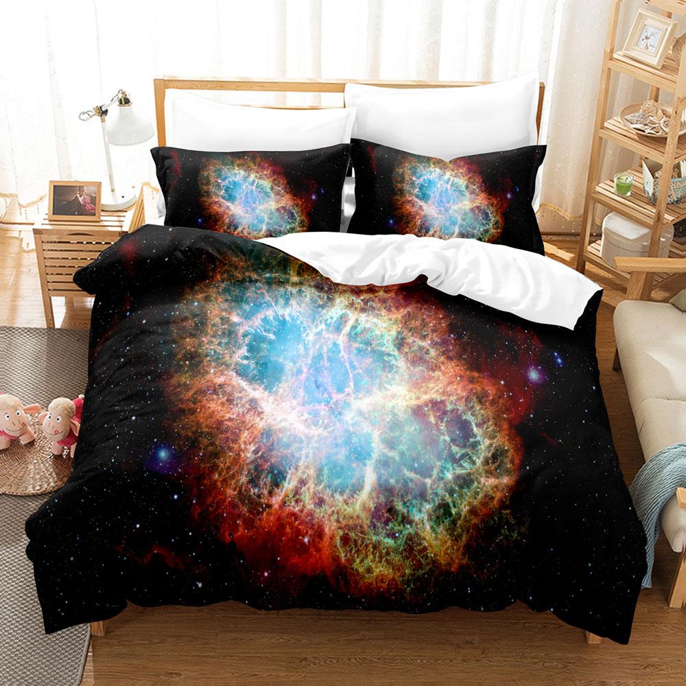 Galaxy Nebula 3D Bedding Set Starry Sky Duvet Cover Set King Queen Twin Double Comforter Cover Set For Home and Decoration