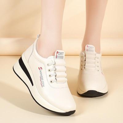 Sapatos Plataforma de Couro com Solado Grosso Femininos - Versáteis, Leves, Que Aumentam a Altura e Estilosos para Primavera e Outono 2025