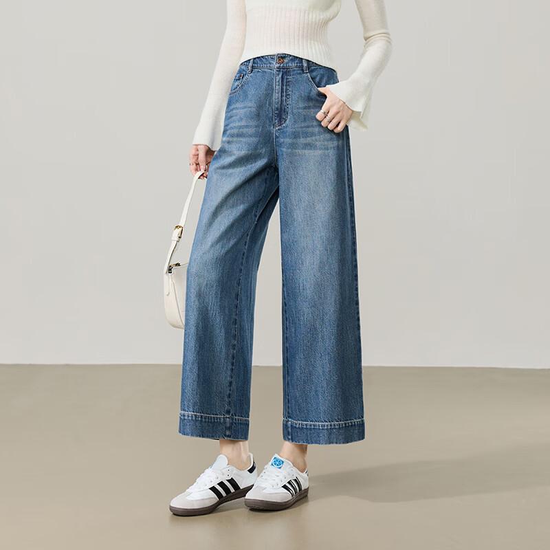 ESE-Y Women s Cropped Wide-Leg Tencel Cotton Jeans 29