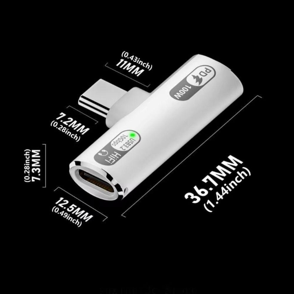 2 in 1 USB Type C Adapter Right Angle PD 100W USB OTG Adapter Portable Fast Charging for Phone/Computers/Laptop/U Disk