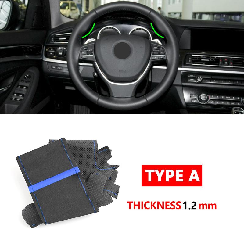 For BMW 5 6 7 Series F10 F07 F11 2009-2017 F12 F13 2011-2017 F01 F02 2008-2015 Car Inner Steering Wheel Cover Suede Leather Trim