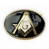 Gold-Plated Freemason Belt Buckle - Western Cowboy Fashion Trend