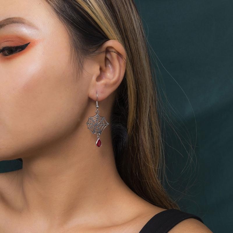 6 Pairs Women Studs Holiday Earrings Halloween Devil Spider Skull Ghost Earrings Cool Dangle Earring Party Jewelry Lover