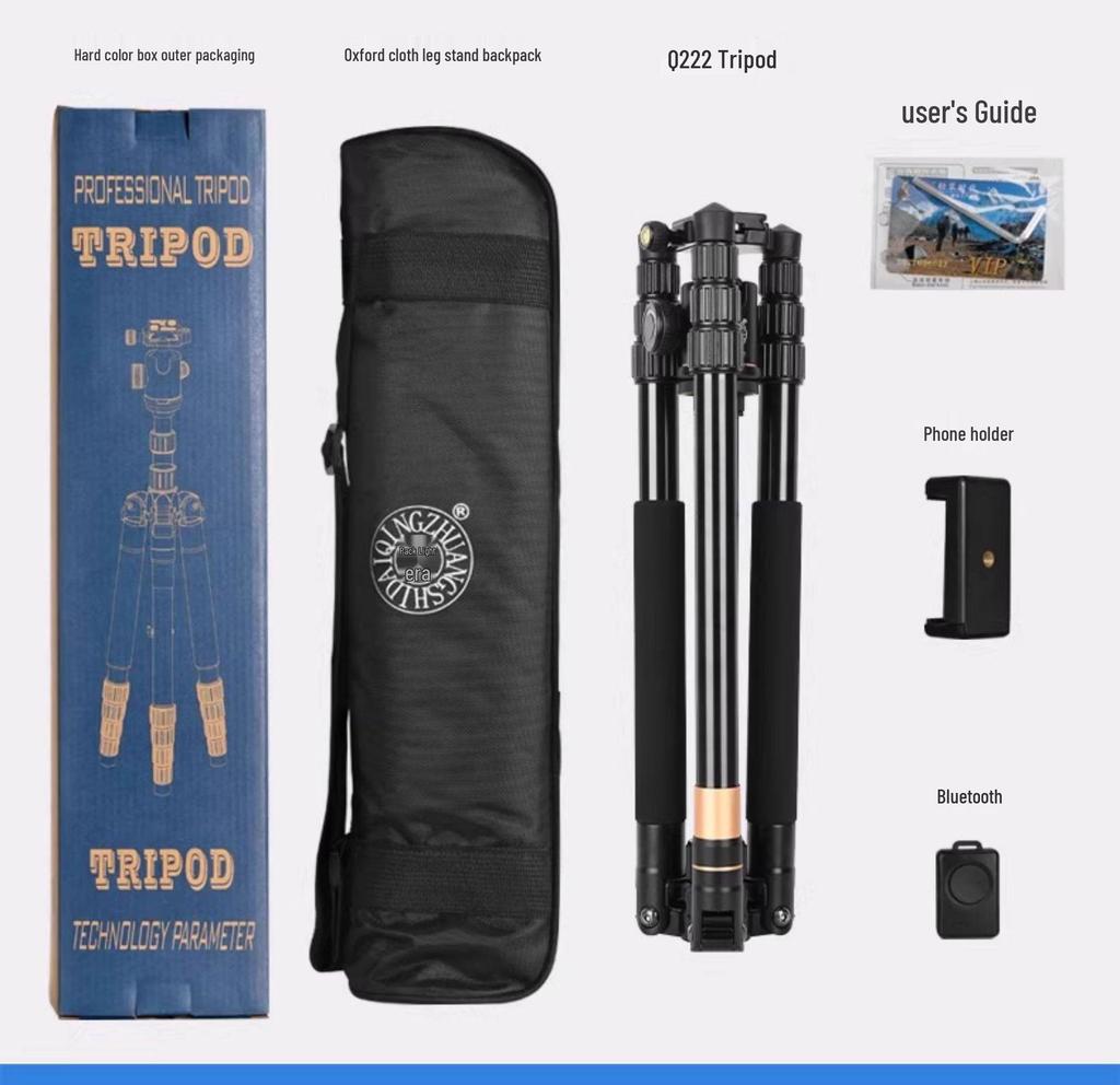 Era Q222 Carbon Fiber Lightweight Travel Tripod with Damping Ball Head for DSLR Photography