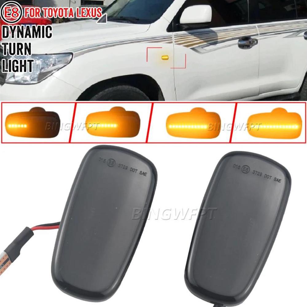 Dynamic LED Turn Signal Light Side Marker Lamps For Toyota Prius Kluger Land Cruiser 200 Prado 120 RAV4 Altezza Lexus IS200