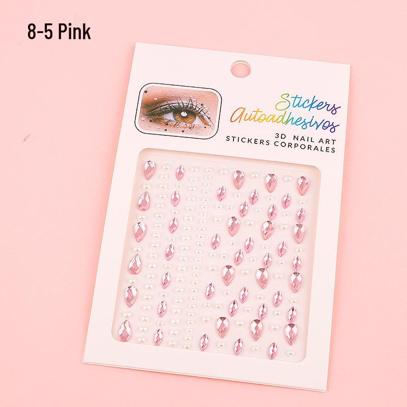 DIY Cross-Border Face, Eye, Brow, and Nail Decor Stickers with Pearls and Diamonds