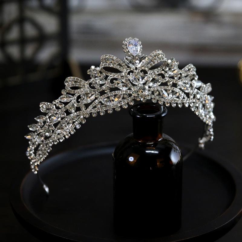 

Korean New Style Simple and Exquisite Zircon Bow Bride Wedding Crown Tiara Crown Tiara Hair Accessories