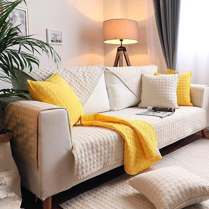 Einfaches Sofakissen Stoff Baumwolle Vier Jahreszeiten Kissen Rutschfester Sofabezug Baumwolle Modern Universal Sofa Handtuchbezug Rückenlehne