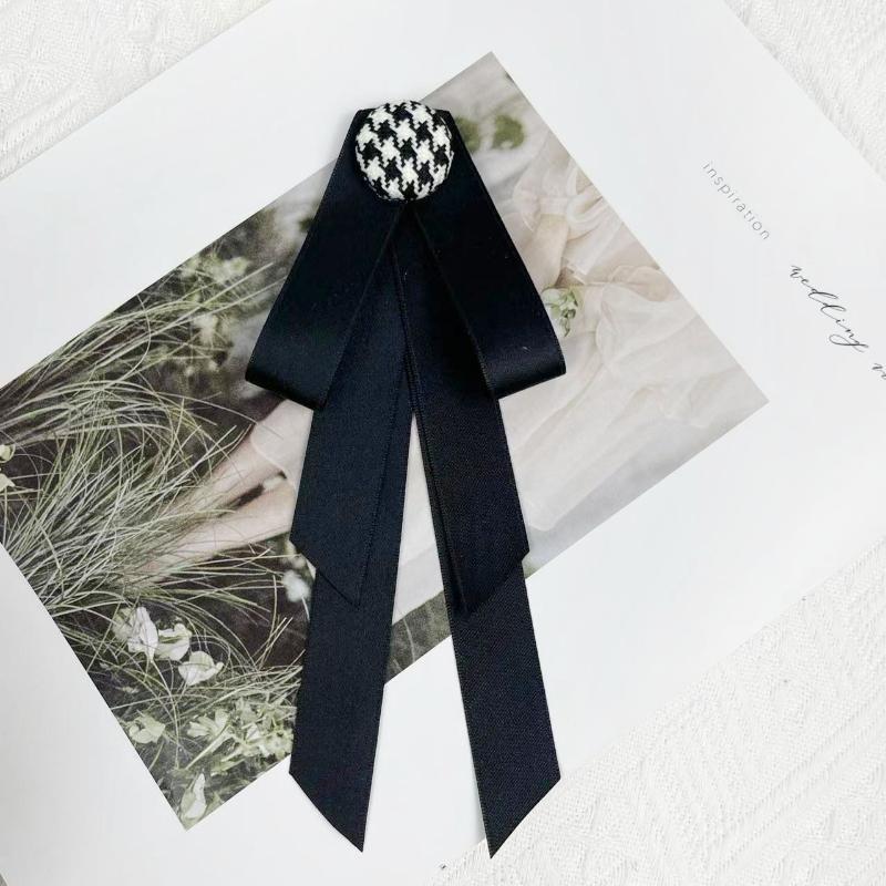 Black Fabric Bow Brooches For Women College Style Collar Flower Lapel Pins  Necktie  Jewelry Gifts