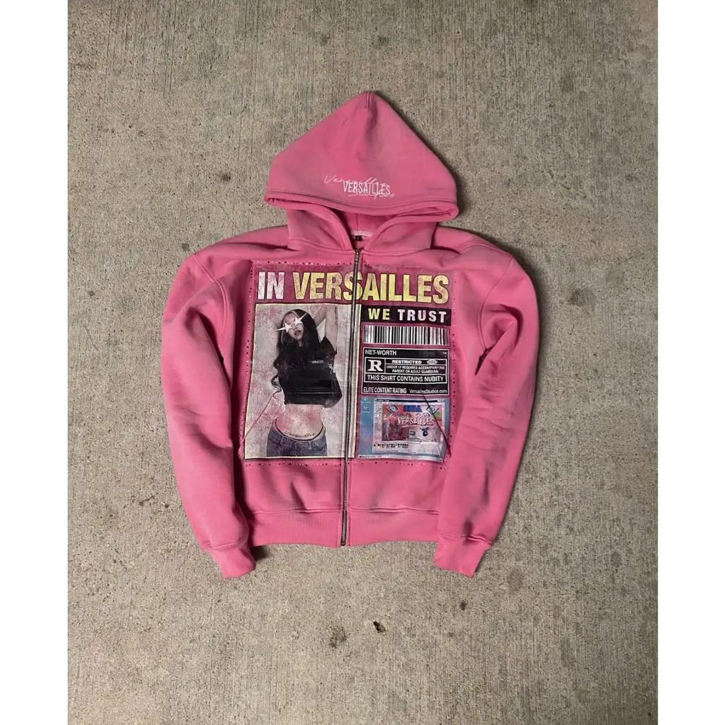 ZYLLO Retro Fashion Printed Pattern Hoodie Y2k Gothic Street Clothing Men and Women Loose Casual Sportswear K Pop Clothes