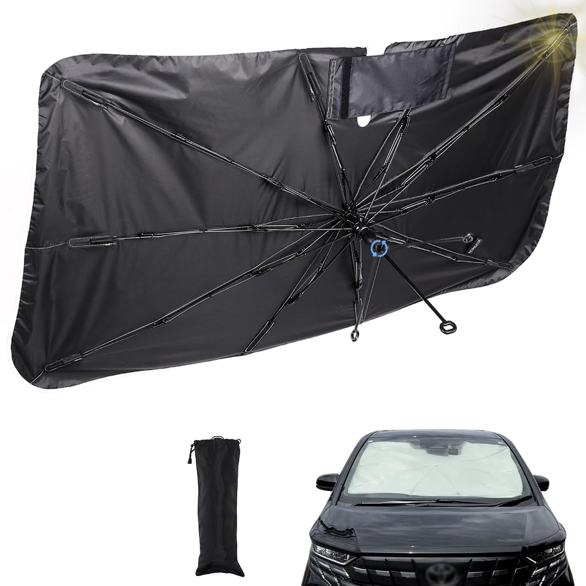 

Усиленная версия (3-е поколение) Автомобильный солнцезащитный козырек Автомобильный передний зонт [Всего 7 размеров] Enhanced version (3rd generation) чёрный