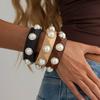 IngeSight.Z Vintage Irregular Geometric Inlay Imitation Pearl Wood Bangles Bracelets Women 2026 Fashion Stackable Hand Jewelry