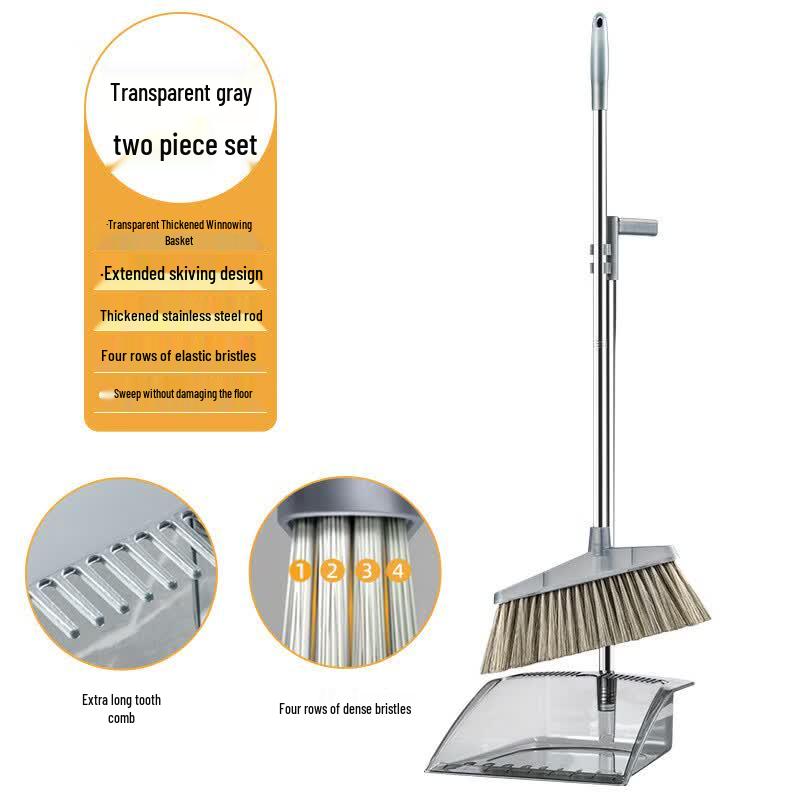 Premium Transparent Broom and Dustpan Set