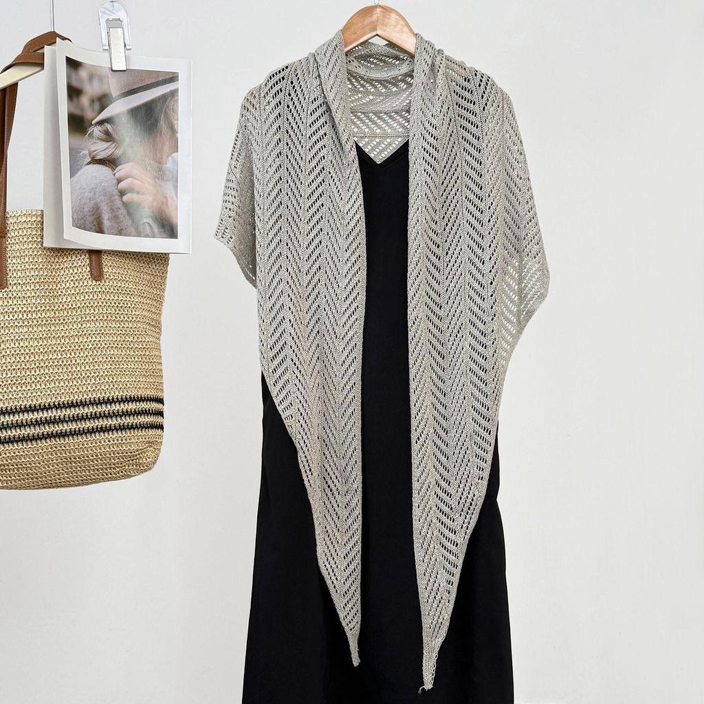 Versatile Minimalist Knit Triangle Scarf Shawl - Women's Summer Ice Silk Outerwear