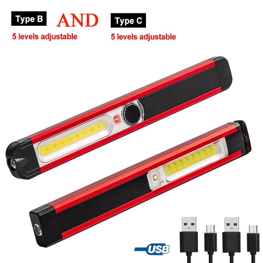 Portable 4 /5 Modes COB Flashlight Magnetic UV Torch USB Rechargeable LED Work Light  XPE Hanging Hook Lamp For Outdoor Camping