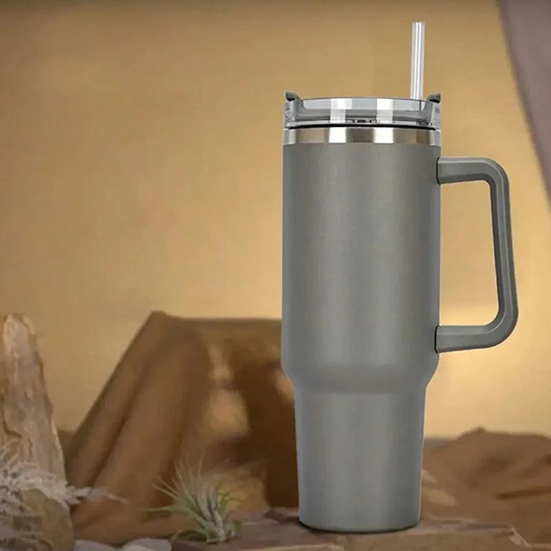 Large Capacity 40oz Stainless Steel 304 Insulated Mug with Straw Handle Portable Outdoor Car Cup Ice Retention Mug