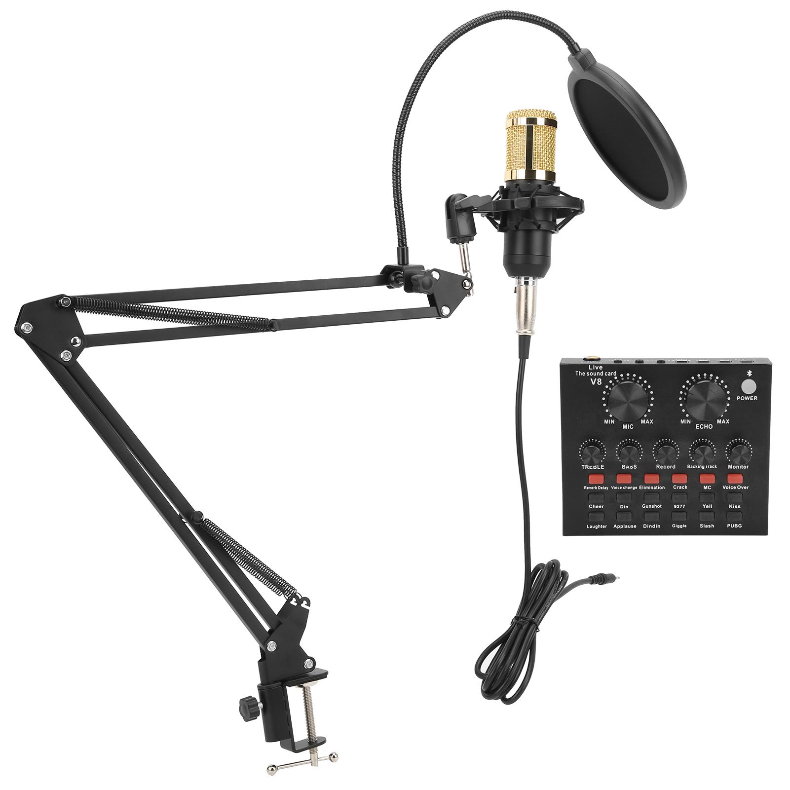 

Конденсаторный микрофон с регулируемым эффектом штатива, звуковая карта, набор для записи