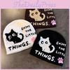 Cat Pattern Letter Embroidery Fashion Warmth Knitted Hat For Daily Wear Casual