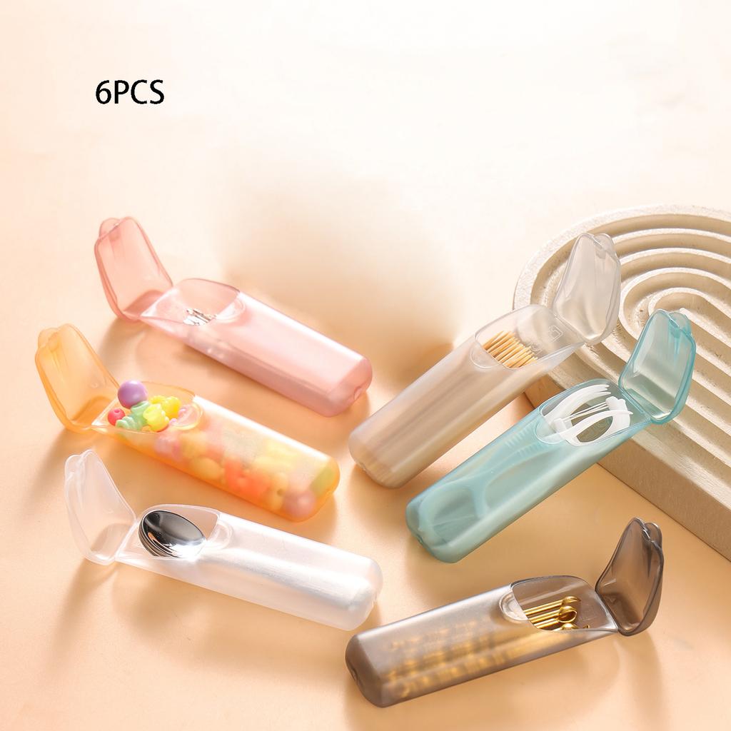 1/6PCS Portable PP Plastic Mini Travel Organizer - Eco-Friendly Storage Case for Toothpicks, Floss & Small Daily Items