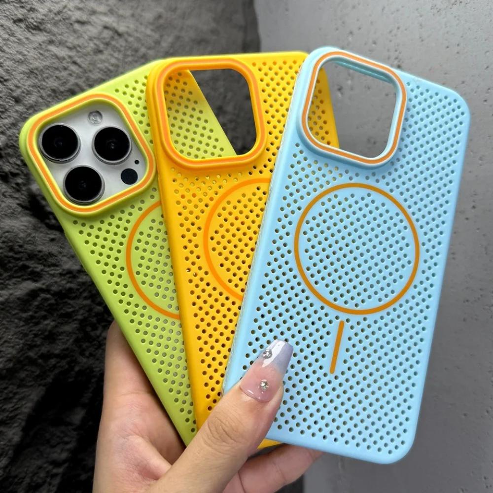 Magnetic Phone Case For iPhone 17 Air 15 14 13 12 16 Pro Max 14Pro 16Pro Magsafe Heat dissipation Protector Shockproof Hard Cover