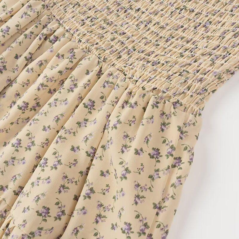 Kaslead New Arrival Women's Clothing Fashion Style Fashion Slim-Fitting Simple Small Floral Strapless Short Dress