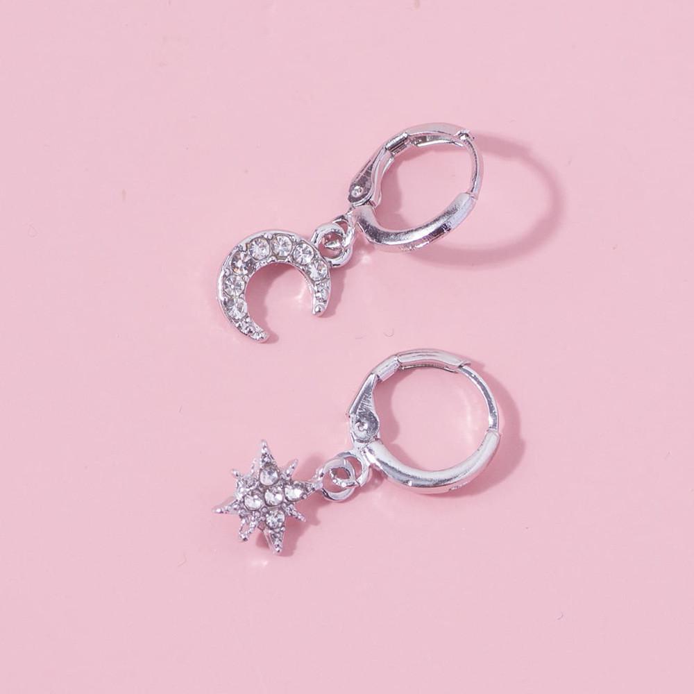 Minimalist Elegant Star Moon Earrings Geometric Alloy Jewelry Perfect Gifting For