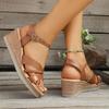 Fashion Brown Ankle Strap Wedge Sandals for Women Summer 2025 Lightweight Non Slip Beach Shoes Woman Braided Band Platform Roman Sandals