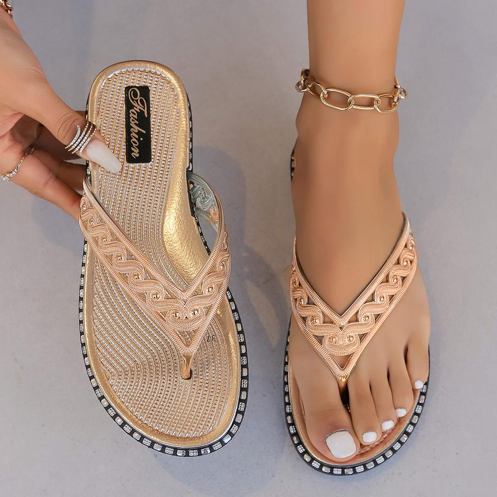 2025 zahraniční obchod léto nové dámské pantofle s plochou podrážkou žabky s plochou podrážkou ležérní venkovní nošení pantofle s prsty dámské