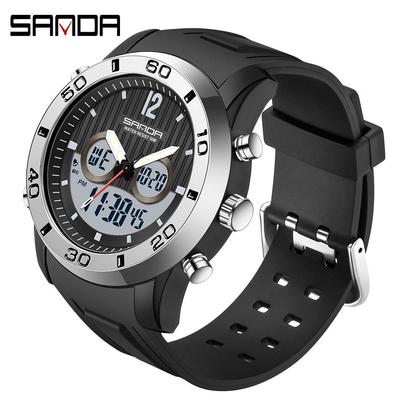 SANDA Watch Electronic Multi-function Double Display Luminous Electronic Watch Waterproof Outdoor Mountaineering Sports Men's Watch