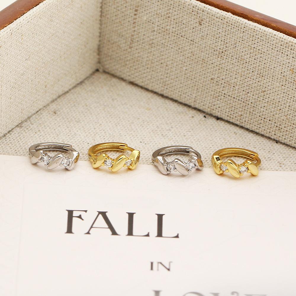 Fashion 925 Sterling Silver Irregular Hoop Earring 18K Gold Plated Minimalist Zircon Hoop Earring Jewelry for Women