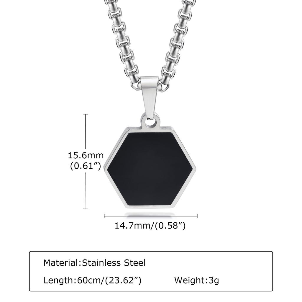 Einfache sechseckige Halsketten für Männer Jungen, Wasserdichter geometrischer Edelstahl-Anhänger-Halsband, Schwarzes Halsband für Männer Schmuck