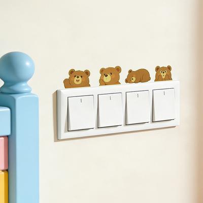 Cartoon Niedlicher Bären-Set für Schlafzimmer- und Wohnzimmerdekoration - Schalter Wandaufkleber
