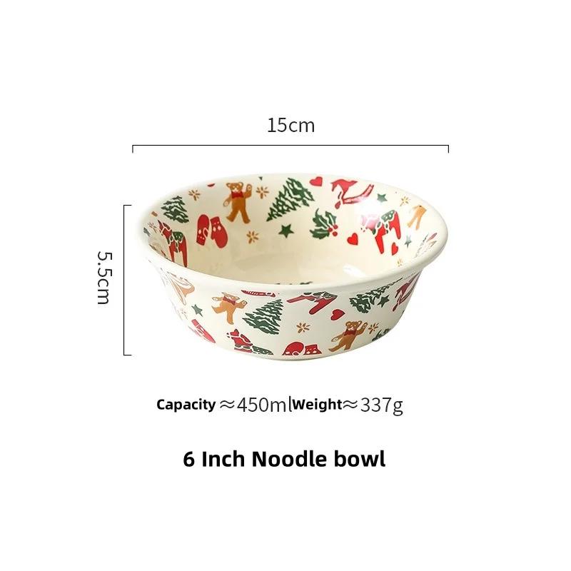 Christmas Ceramic Tableware Cake Dessert Dish Home Party Dinner Snack Plate Breakfast Bowl Easy To Clean Merry Christmas Supplie
