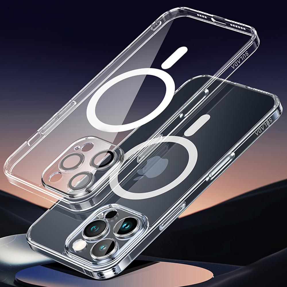 

SULADA For iPhone 16 Pro Max Case Built-In Lens Film TPU+PC Phone Cover Compatible with MagSafe Transparent