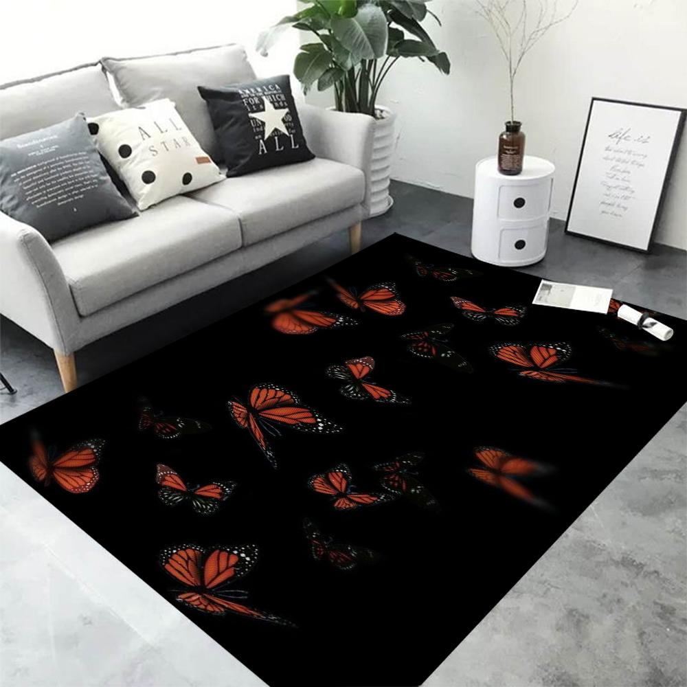 Vintage Dark Butterfly Pattern Carpet 3D Butterfly Living Room Bedroom Corridor Rug Washroom Floor Mat Bedroom Decor Gift