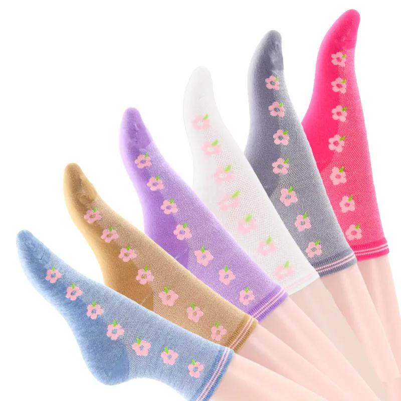 5 Pairs of Socks for Women In Summer Thin Mesh Breathable Sweat Absorbing Non Slip Simple Sports Tube