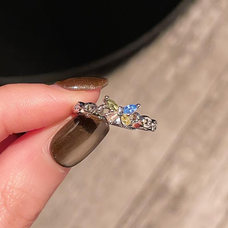 [Qixi Festival Romance] Purple Enamel Dripping Oil Zir*****Pening Ring Butterfly Personality Sweet Dream Niche Ring