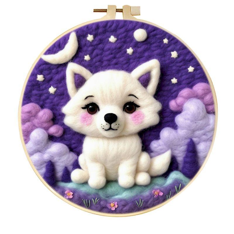 

CHENISTORY Funny Diy Felt Crafts Package Wool Felting Painting Kit Wolf Felt Needle Complete Kit For Handwork Home Decoration Gi 20x20cm
