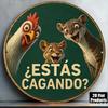 Retro Round Metal Sign Funny Animals Bathroom Wall Decor Humorous Spanish Quote Sign for Home Restroom Farmhouse