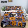 Happy Halloween King Queen Duvet Cover Orange Pumpkin Bedding Set Kids Teens Adults Bats Horror Festival Polyester Quilt Cover