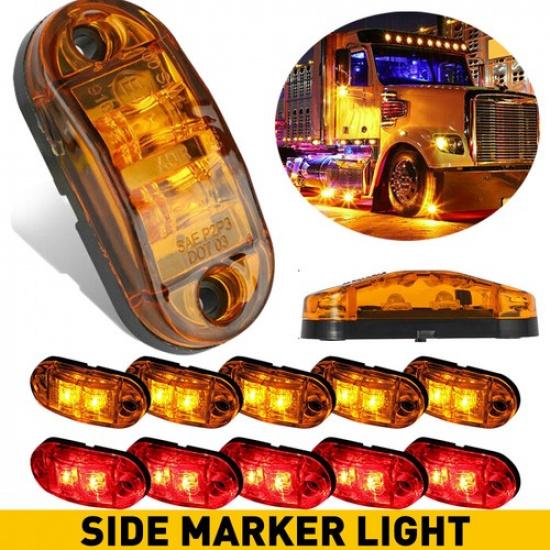 Led 10X Clearance Trailer 12-24V Lights Side Amber Marker Lamp Red Truck Caravan