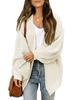 2024 Autumn/Winter New Amazon Foreign Trade Women's European & American Lantern Sleeve Cardigan Pocket Chunky Knitted Cross-border Sweater