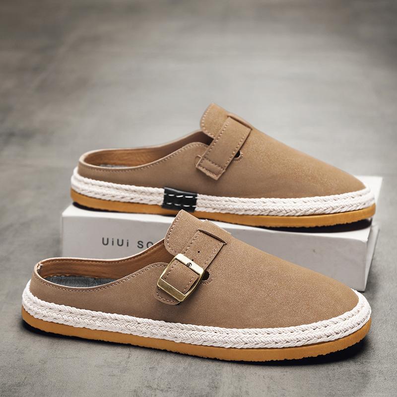 

2025 summer slippers men s new foot set trend versatile British leisure sports men s heel-less bag head half drag 39