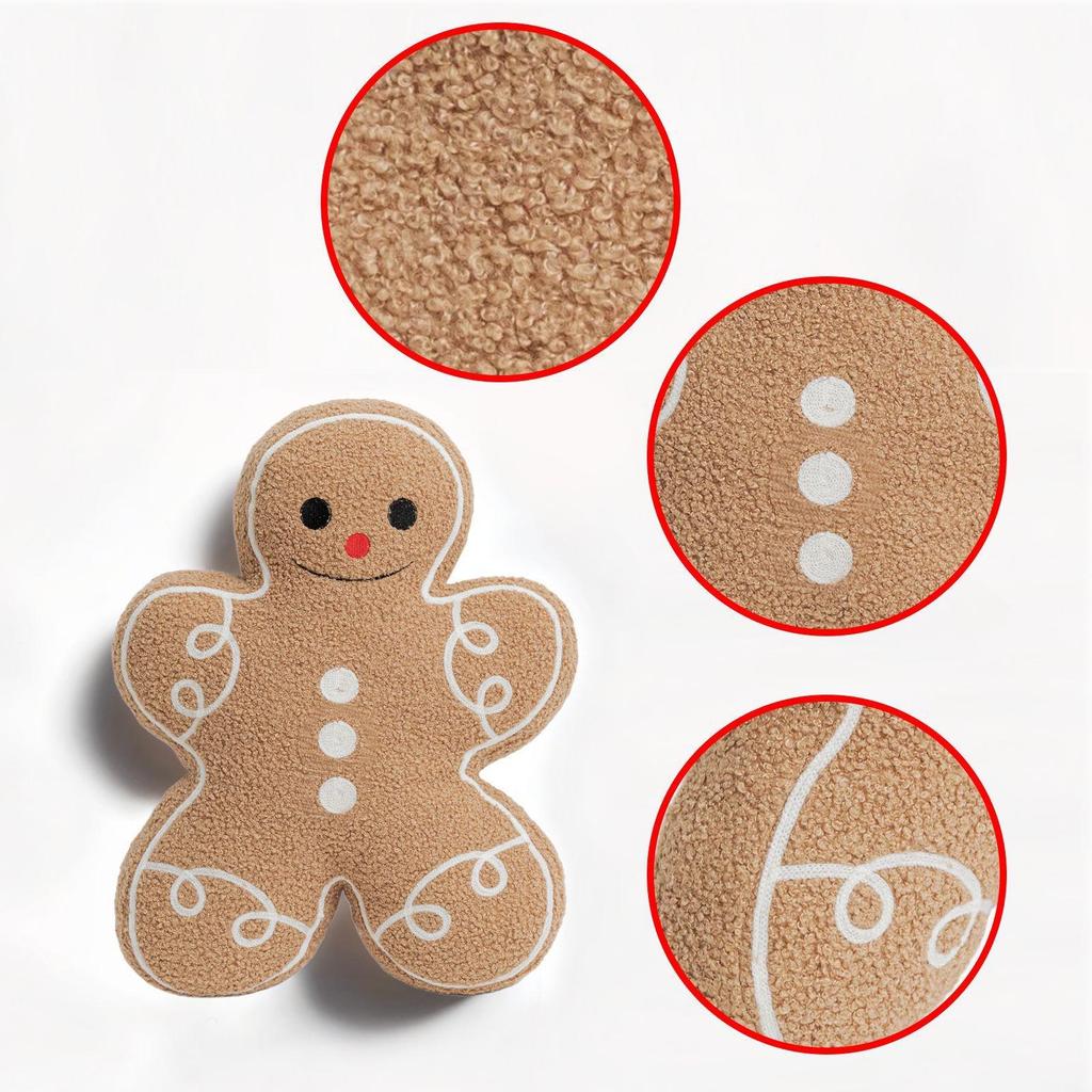 Christmas Gingerbread Man Pillow Seat Cushion - Festive Holiday Décor