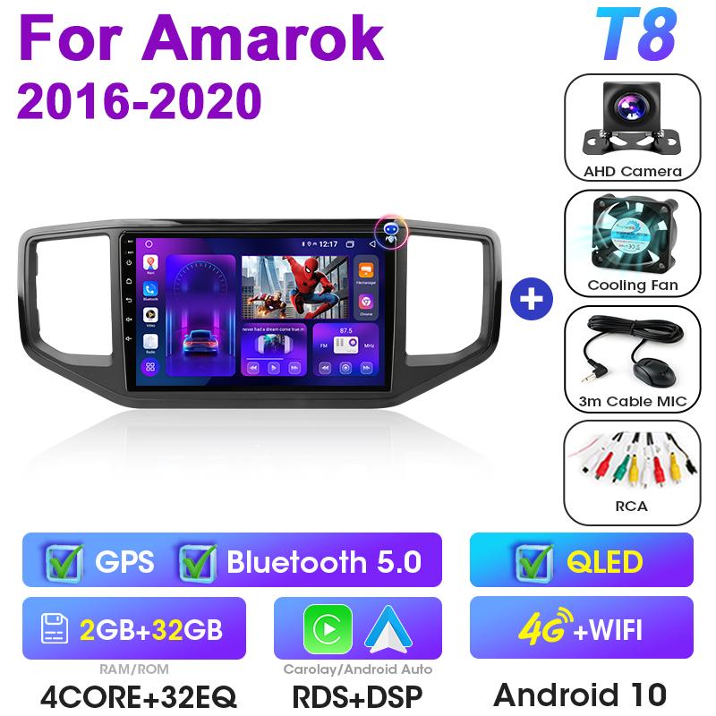 2 Din Android 12 Car Radio For VW Volkswagen Amarok 1 2016 - 2020 Multimedia Video Player GPS 4G Carplay Auto Stereo Head Unit